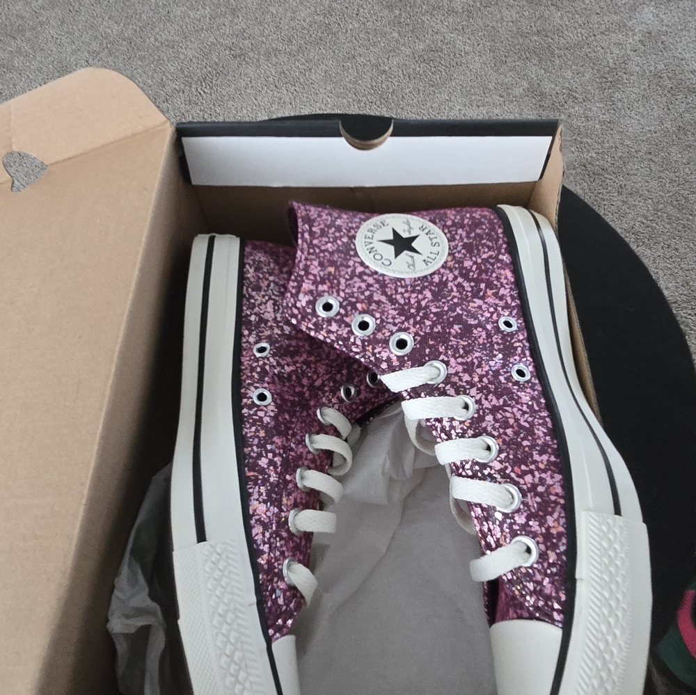 Converse Pink Glitter High-Top Sneakers
